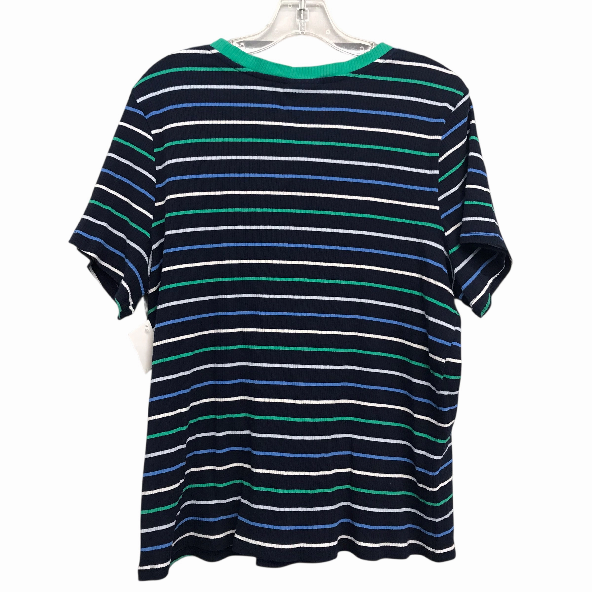 Garment Washed Texture Top Ss Basic By Style And Company In Striped Pattern, Size:3X