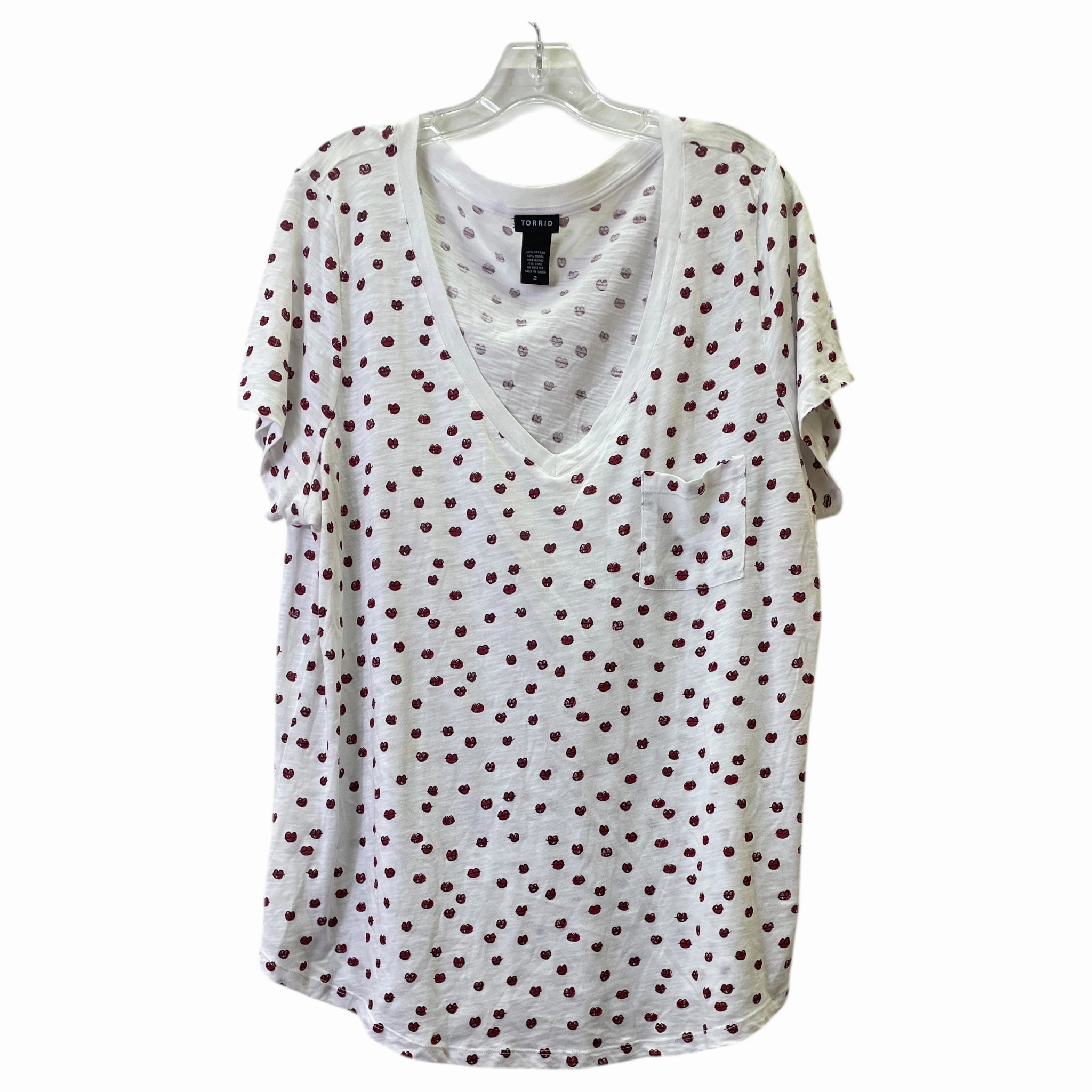 Top Ss Basic By Torrid In Red & White, Size:2X Quick Fit Casual Vibes