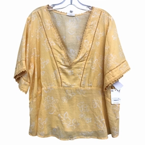 Top Ss By Ana In White & Yellow, Size:1X Active Layer Fit Anti Shrinkage Treatment