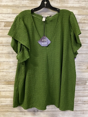 Top Ss By Ava & Viv In Green, Size:3X Breezy Comfort