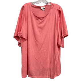 Top Ss By Ava & Viv In Pink, Size:4X Layered Hem Detail