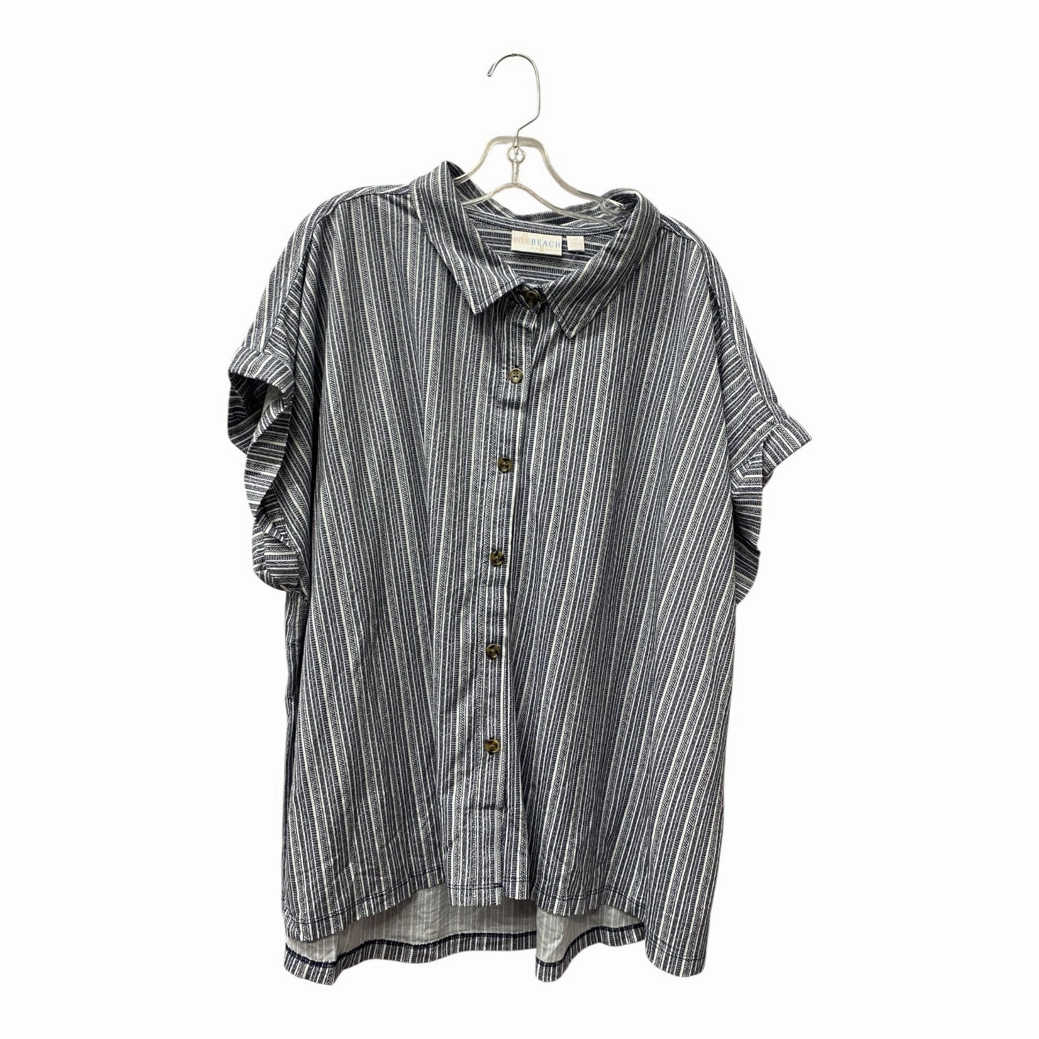 Pilling Resistant Finish sports performance Top Ss By Belle By Kim Gravel In Blue & White, Size:3X