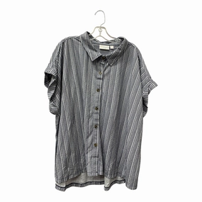 Pilling Resistant Finish sports performance Top Ss By Belle By Kim Gravel In Blue & White, Size:3X