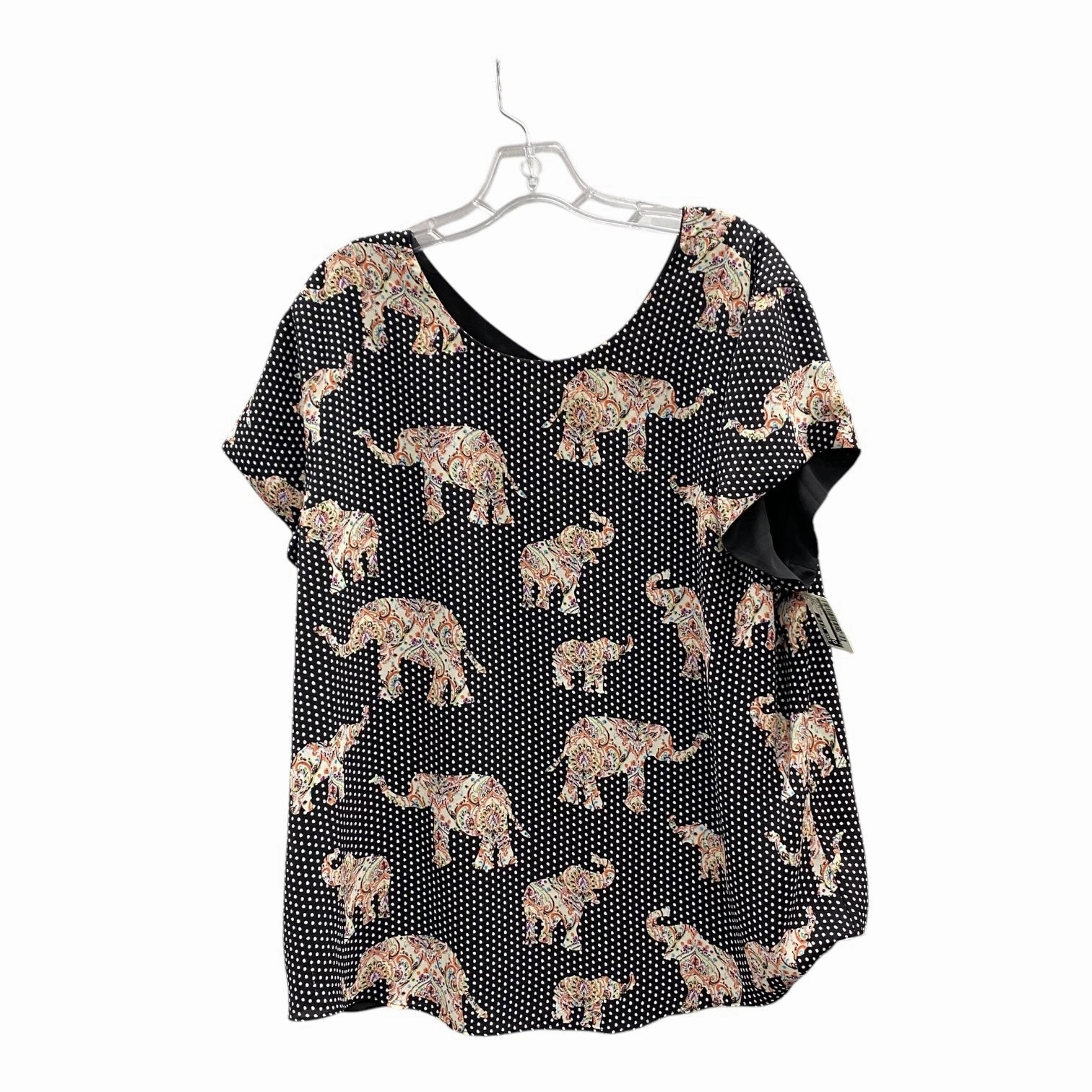 Top Ss By Chicos In Black & Pink, Size:Xl Breathable Performance Fit contrast