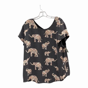 Top Ss By Chicos In Black & Pink, Size:Xl Breathable Performance Fit contrast