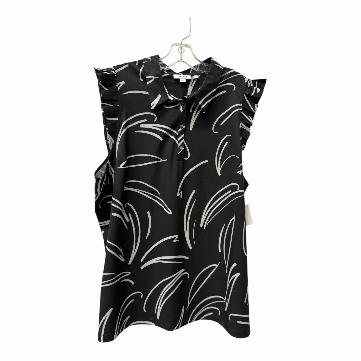 Printed design Top Ss By Chicos In Black, Size:1X