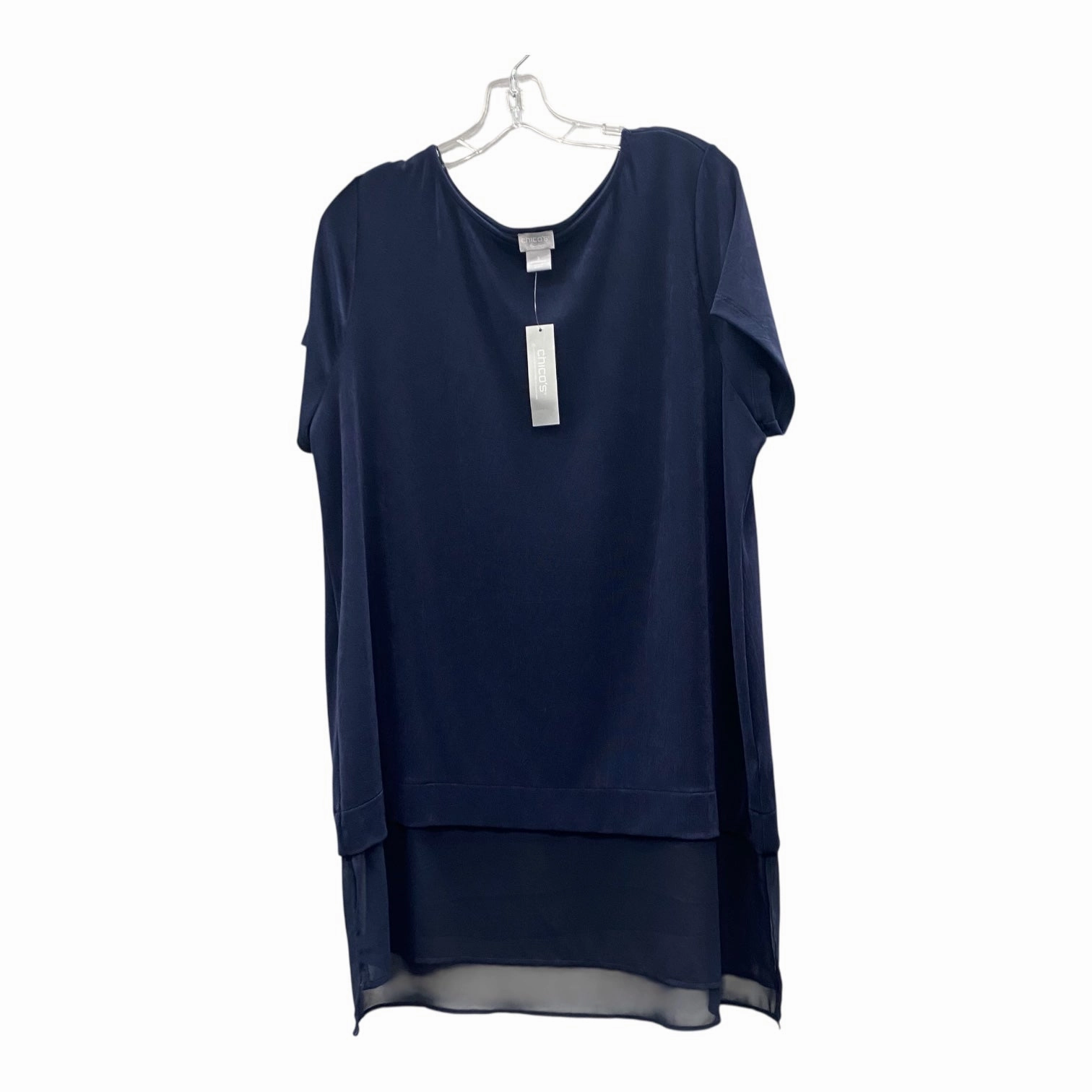 Active Layers Top Ss By Chicos In Blue, Size:Xl