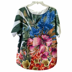 Top Ss By Chicos In Floral Print, Size:Xl Elastic Fit Chilly Day Style