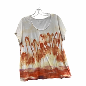 Roomy Fit Quick Layer Top Ss By Chicos In Orange & White, Size:Xl