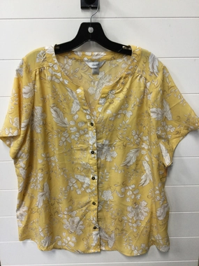 Seasonal Comfort Style Quick Slip Top Ss By Cj Banks In Yellow, Size:1X