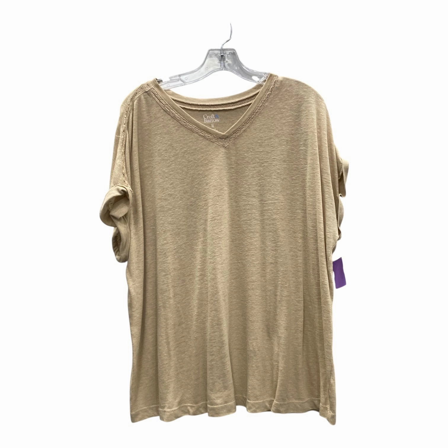 Simple Comfort Wear Top Ss By Croft And Barrow In Tan, Size:1X