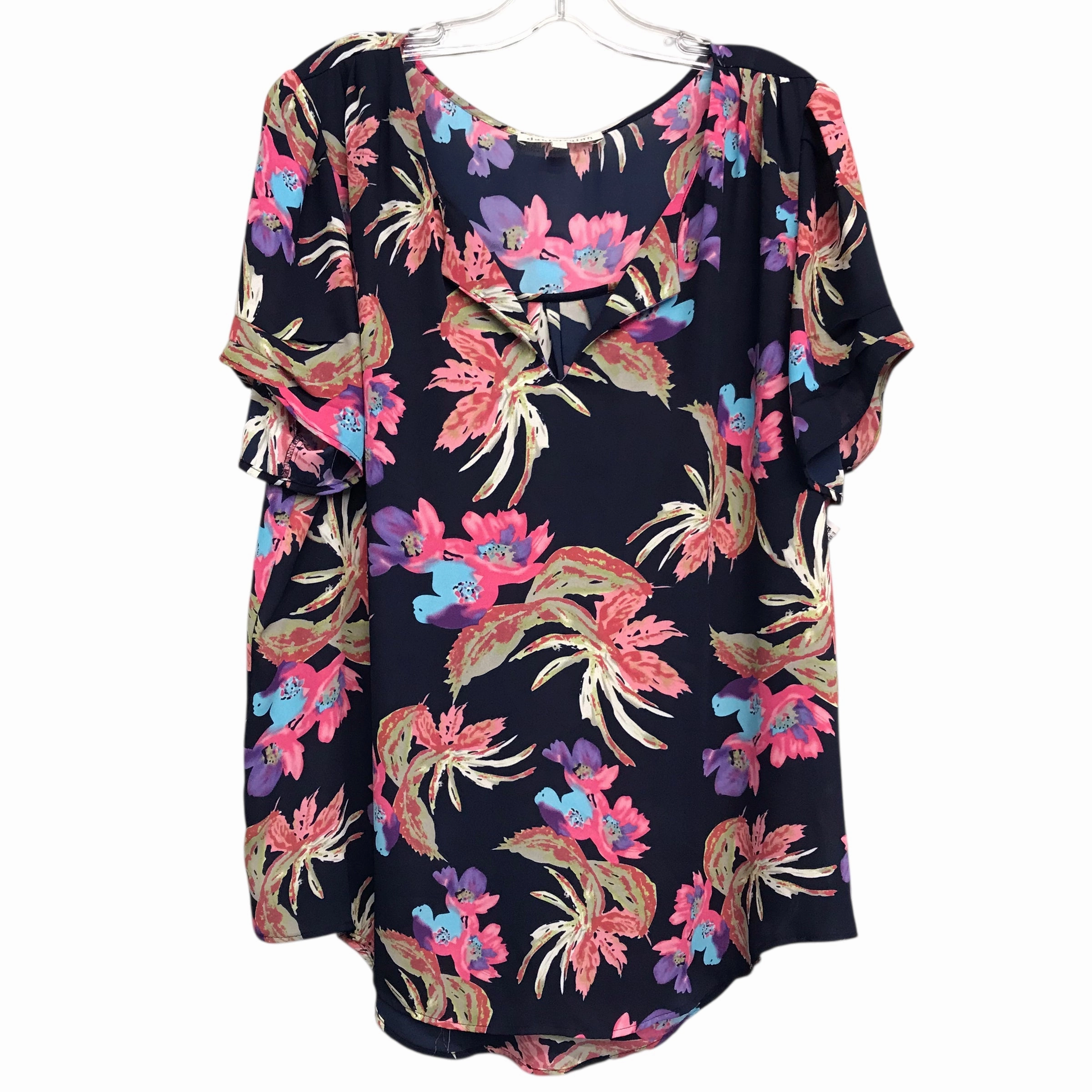 Top Ss By Daniel Rainn In Floral Print, Size:Xl Trendy Layering