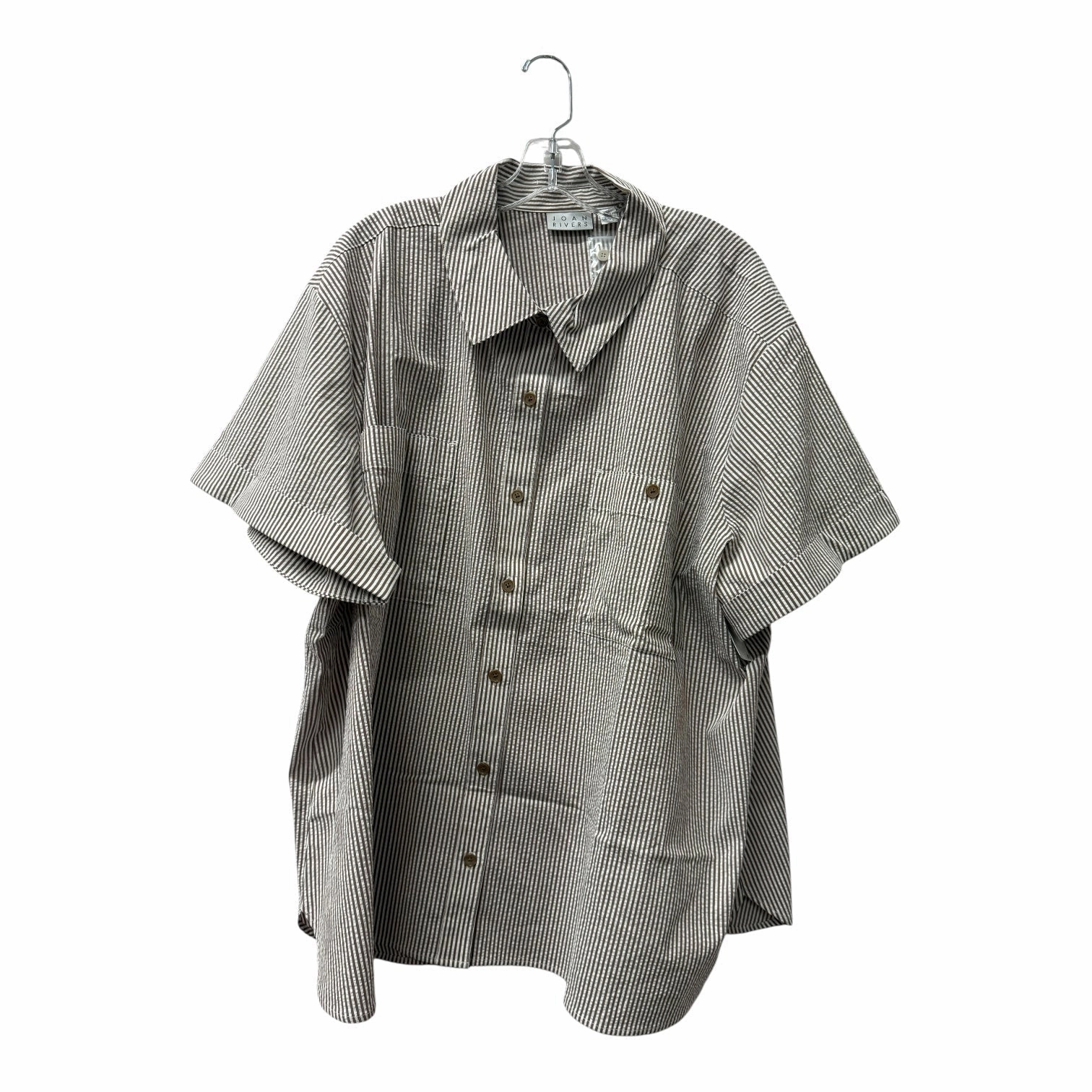 Active Layer Top Ss By Joan Rivers In Brown & White, Size:3X