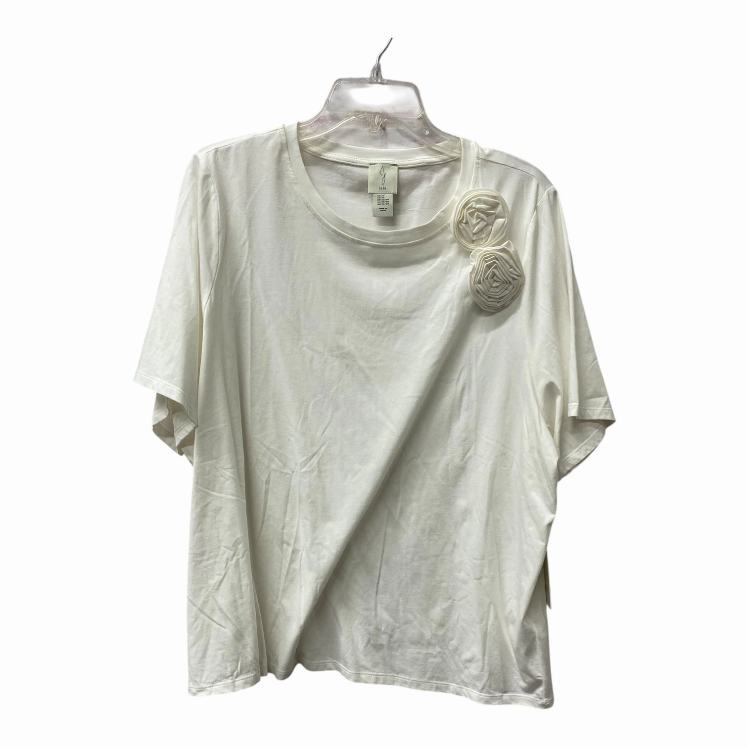 Soft and breathable V neck elegance Top Ss By Joie In Cream, Size:2X