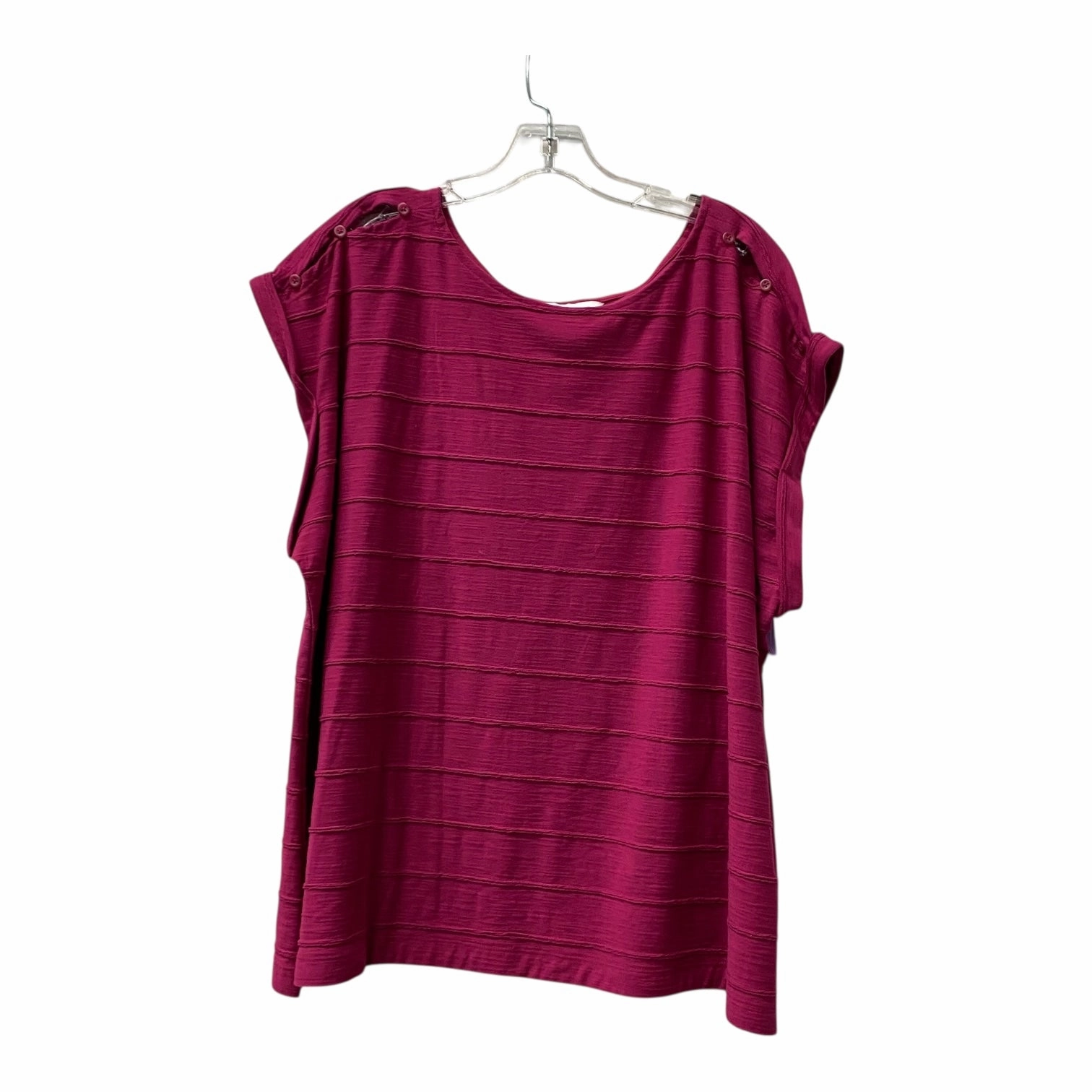Top Ss By Liz Claiborne In Purple, Size:2X FlexibleKnit NonIronTechnology