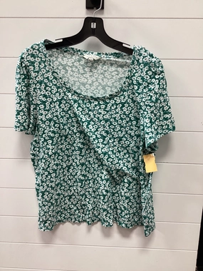 Simple and Relaxed Top Ss By Lucky Brand In Green & White, Size:Xl