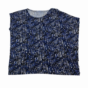 Sporty Appeal Top Ss By Michael By Michael Kors In Black & Blue, Size:1X
