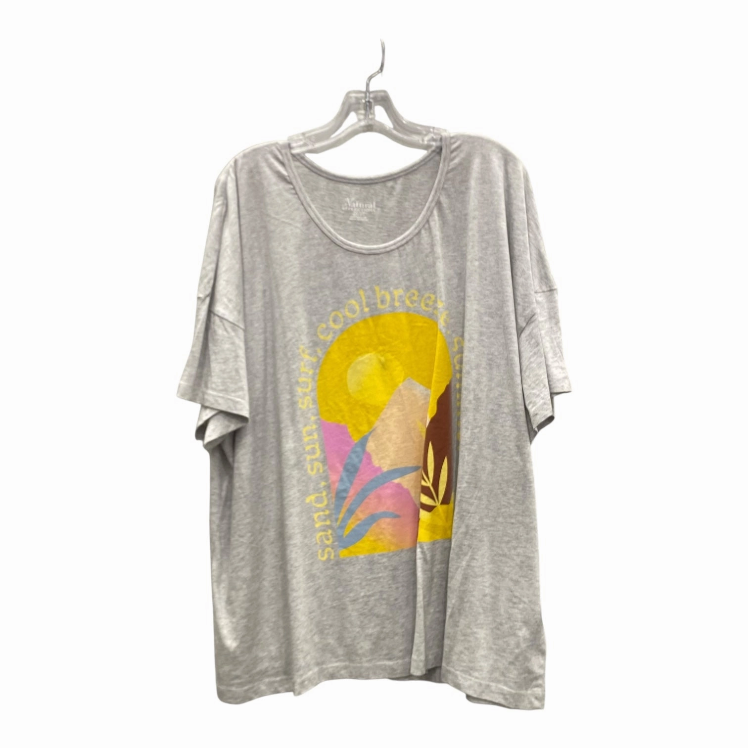 loose fitting Anti Static Treatment Top Ss By Natural Reflections In Grey, Size:2X