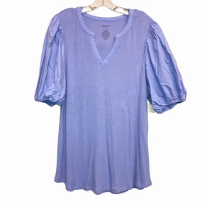Cozy Fit Design Travel Comfort Style Top Ss By Nine West In Blue, Size:2X