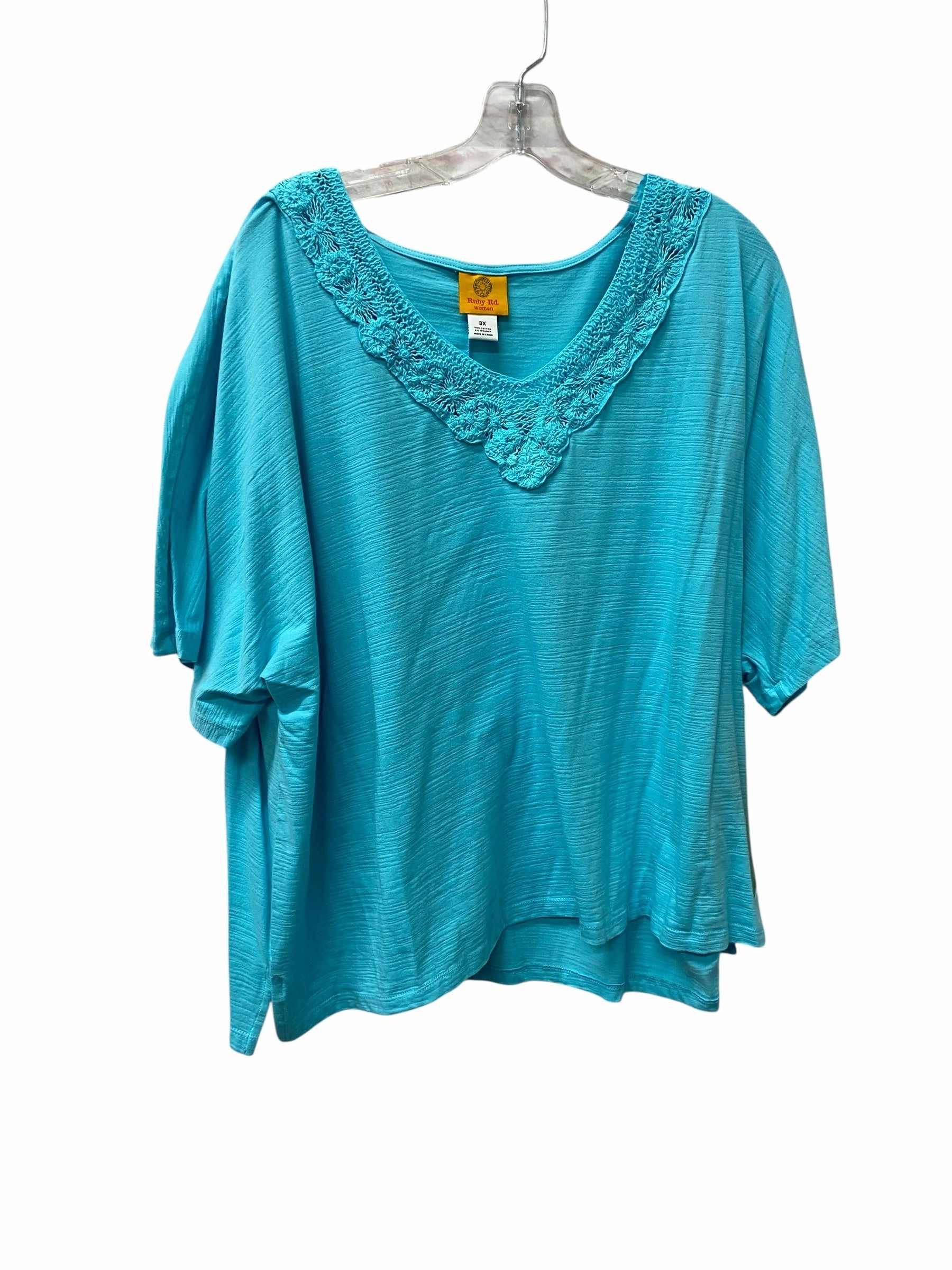 Top Ss By Ruby Rd In Blue, Size:3X Printed design Moisture Management