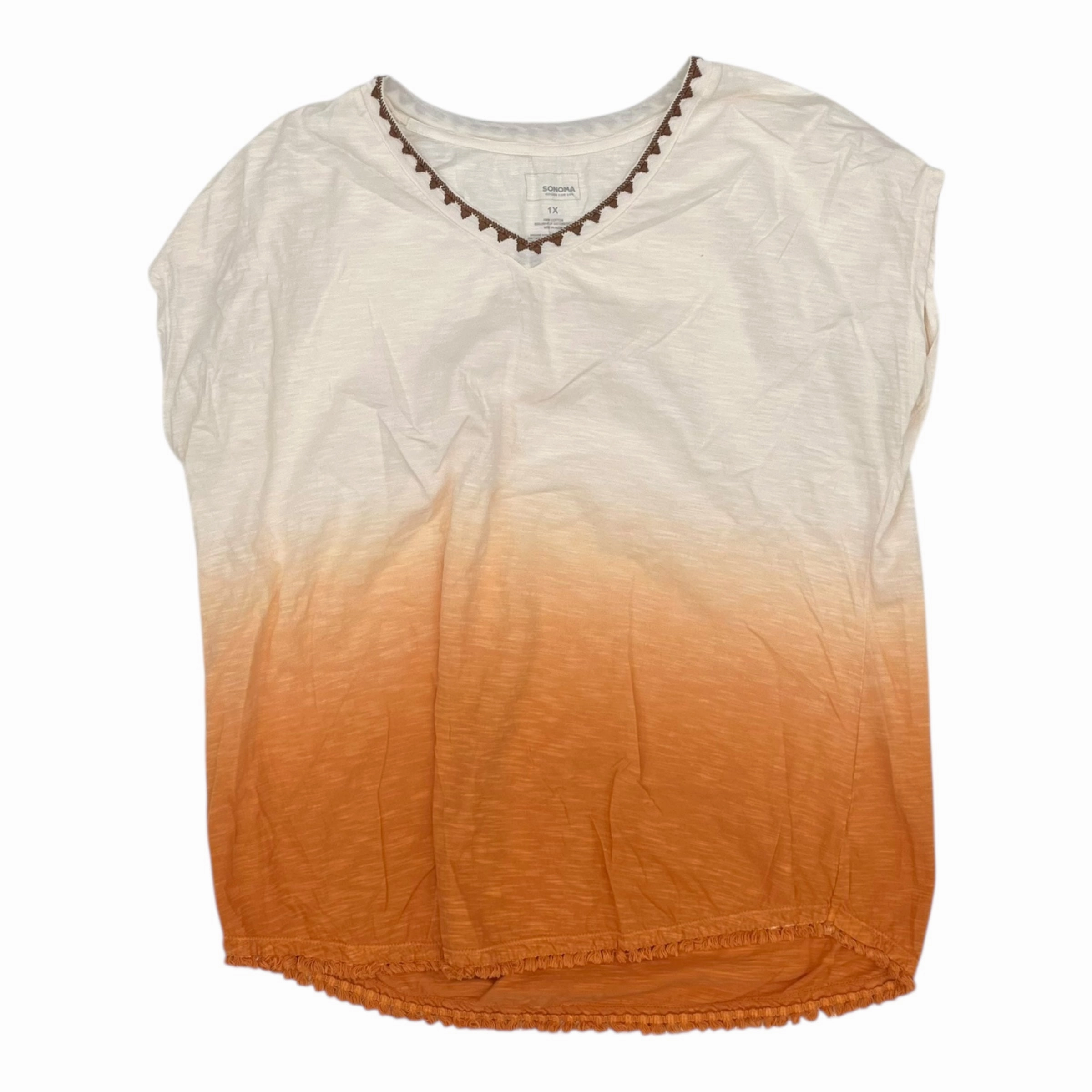 Top Ss By Sonoma In Cream & Orange, Size:1X Fit for Everyone