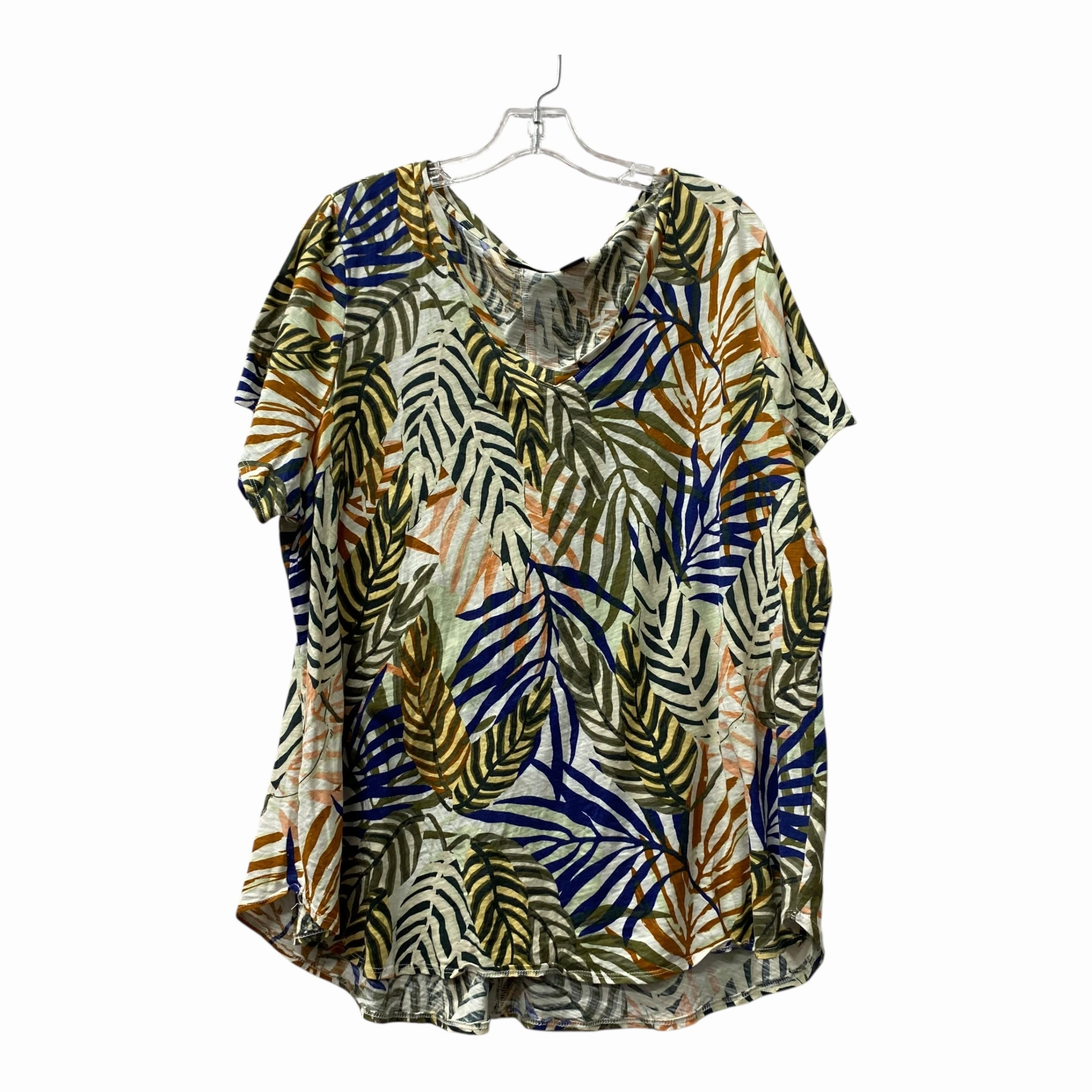 Fashionable Fit Casual Flex Fit Top Ss By Tahari By Arthur Levine In Green, Size:3X
