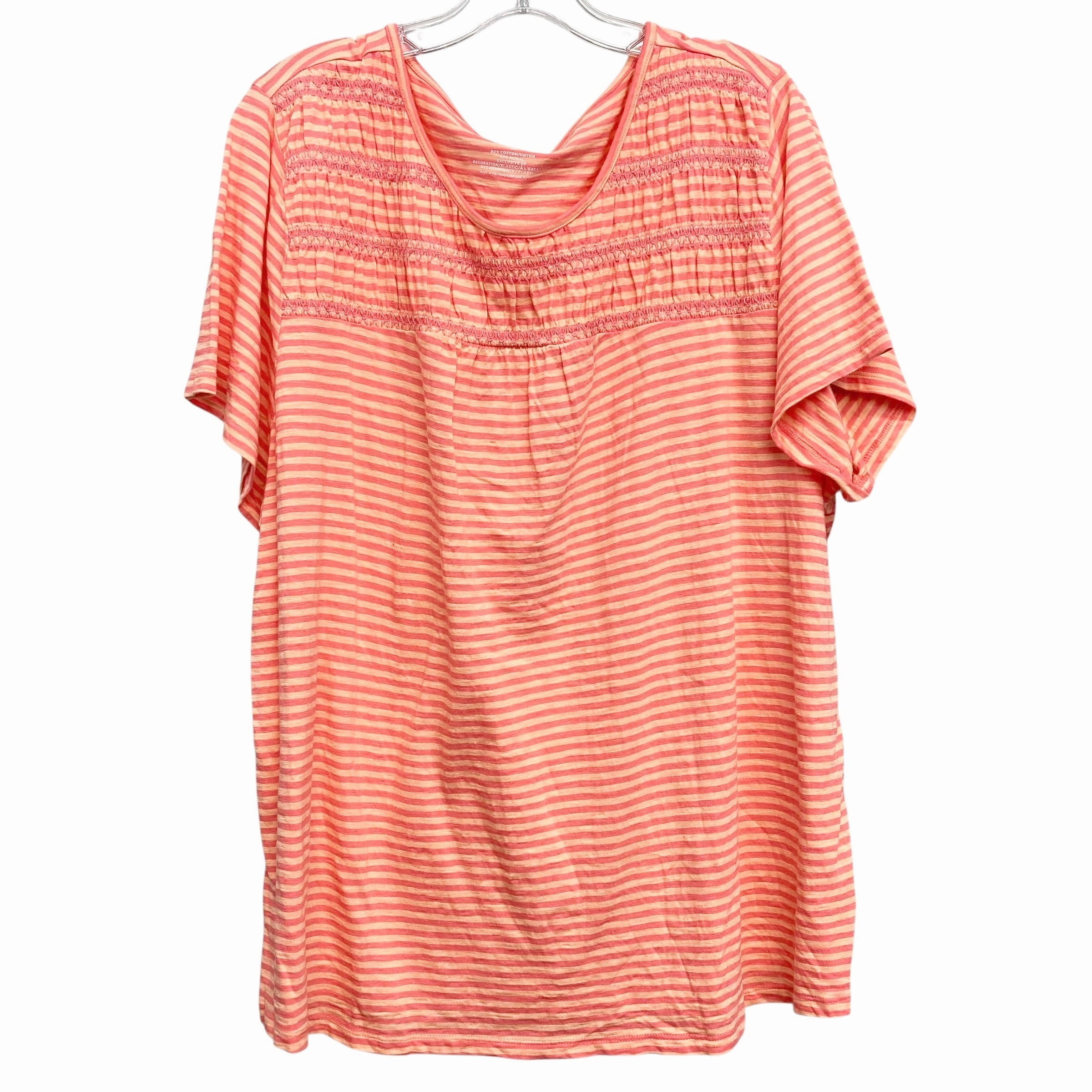 Ethically Sourced Material Top Ss By Talbots In Orange, Size:3X