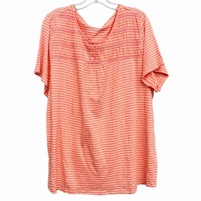 Ethically Sourced Material Top Ss By Talbots In Orange, Size:3X