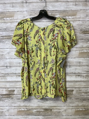 Ultra Soft Blended Textile Evergreen Top Ss By Worthington In Yellow, Size:Xxl