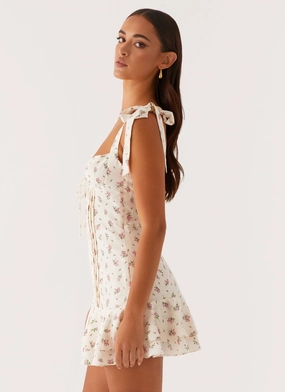 Tova Mini Dress - White Flower Oversized-Fit