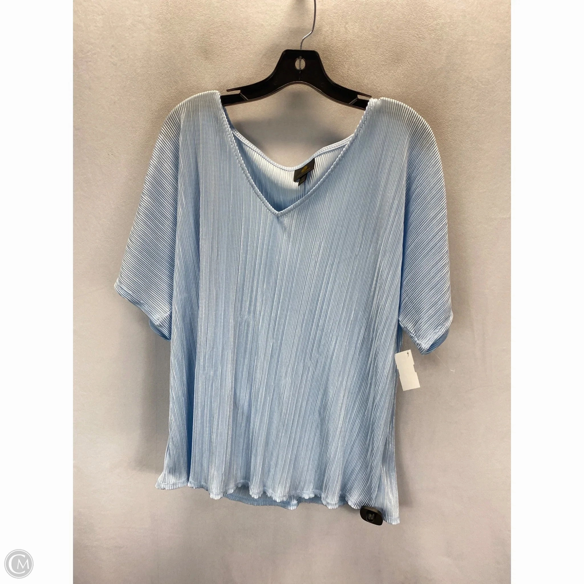 Top Short Sleeve By Jm Collections In Blue, Size: 1x DurableStitching Smooth Look