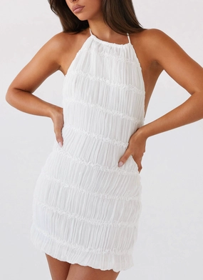 Aullie Mini Dress - White Fit Waist Night Mood