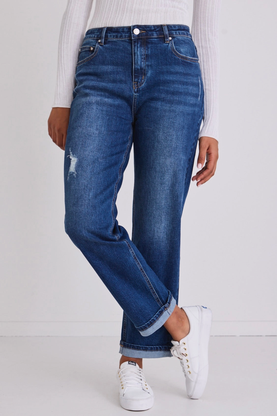 Amelia True Blue Mid Rise Slim Leg Jean Fits Everyone