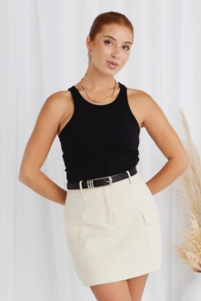 Outfit Lineup Idyllic Ivory Cotton Utility Mini Skirt