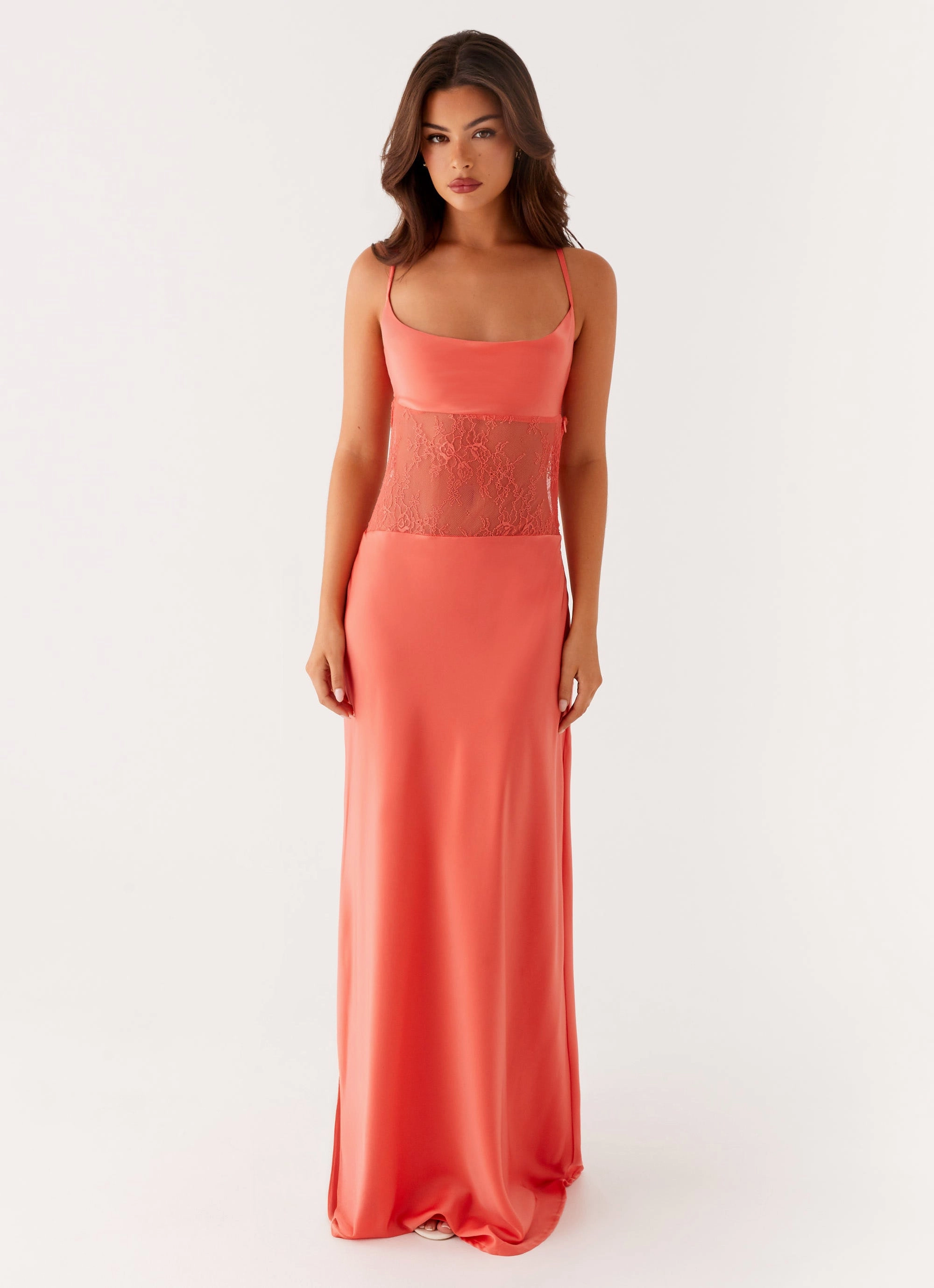 Anniversary-Event Lace-Edge Shae Maxi Dress - Tangerine
