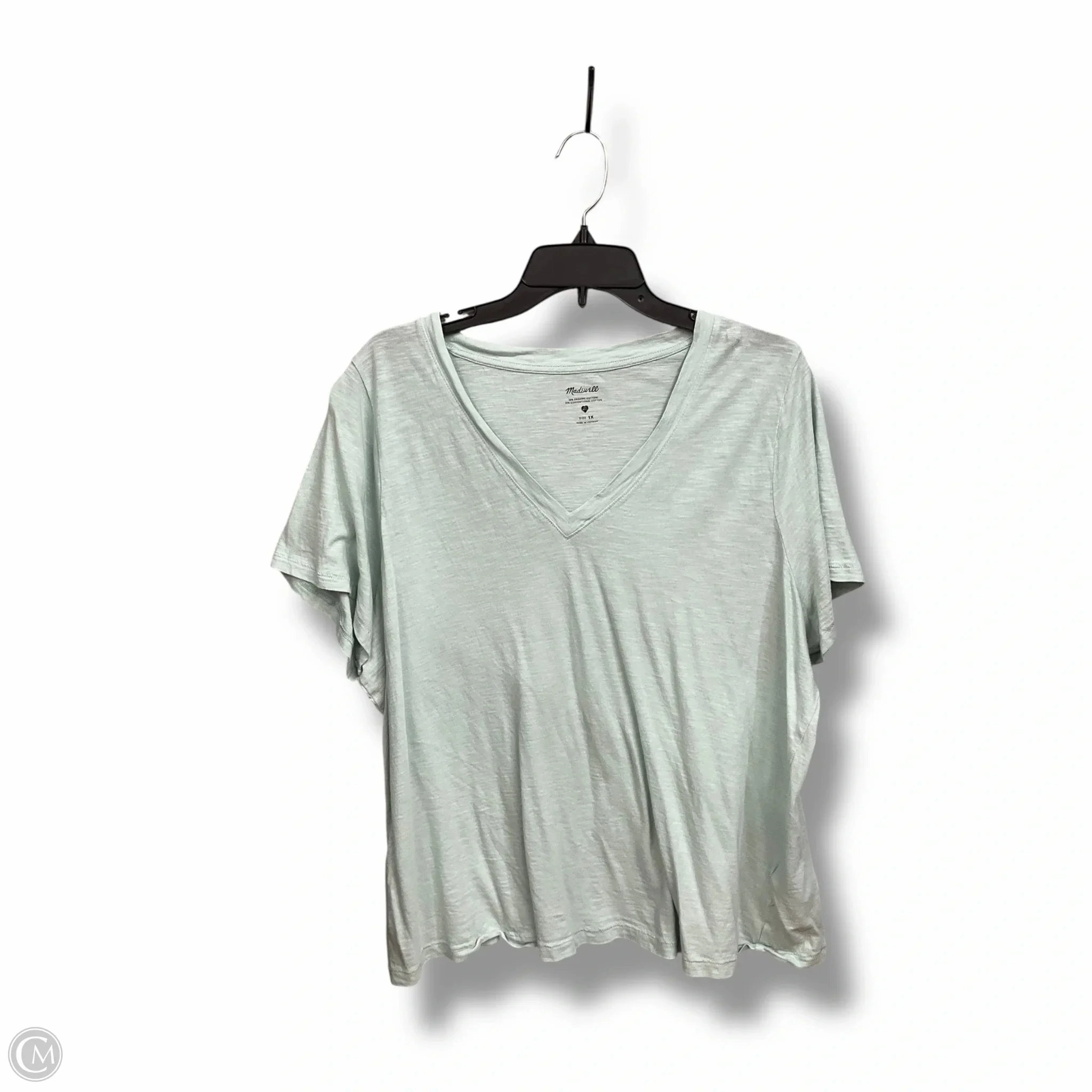 Trendy Stylish and Easygoing Top Short Sleeve Basic By Madewell In Green, Size: 1x