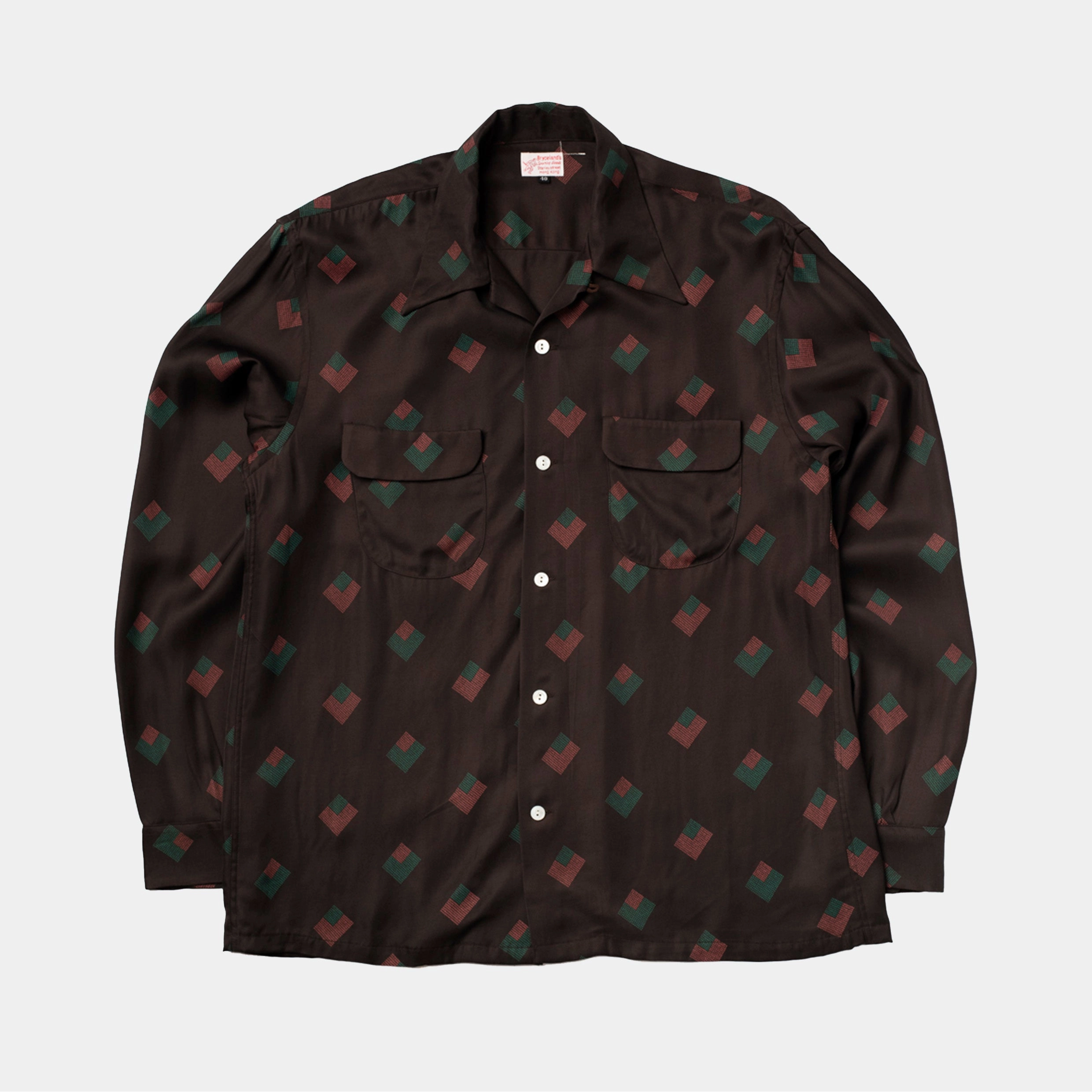 Regular Fit Geometric Shape Rayon Shirt Diamond Brown