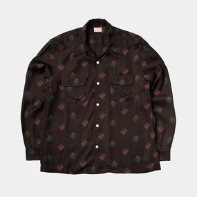 Regular Fit Geometric Shape Rayon Shirt Diamond Brown