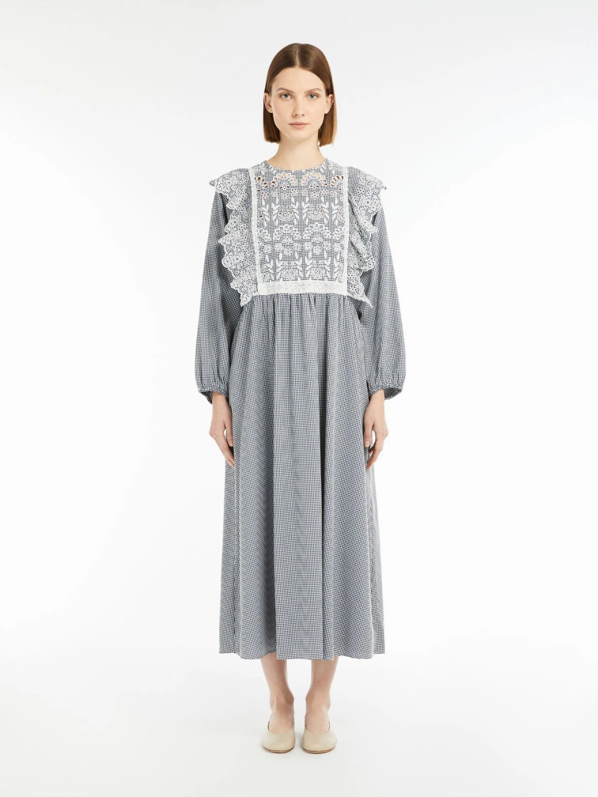 All Gender Fit Elastic-Cuff MM Abito Dress in  Navy Vichy