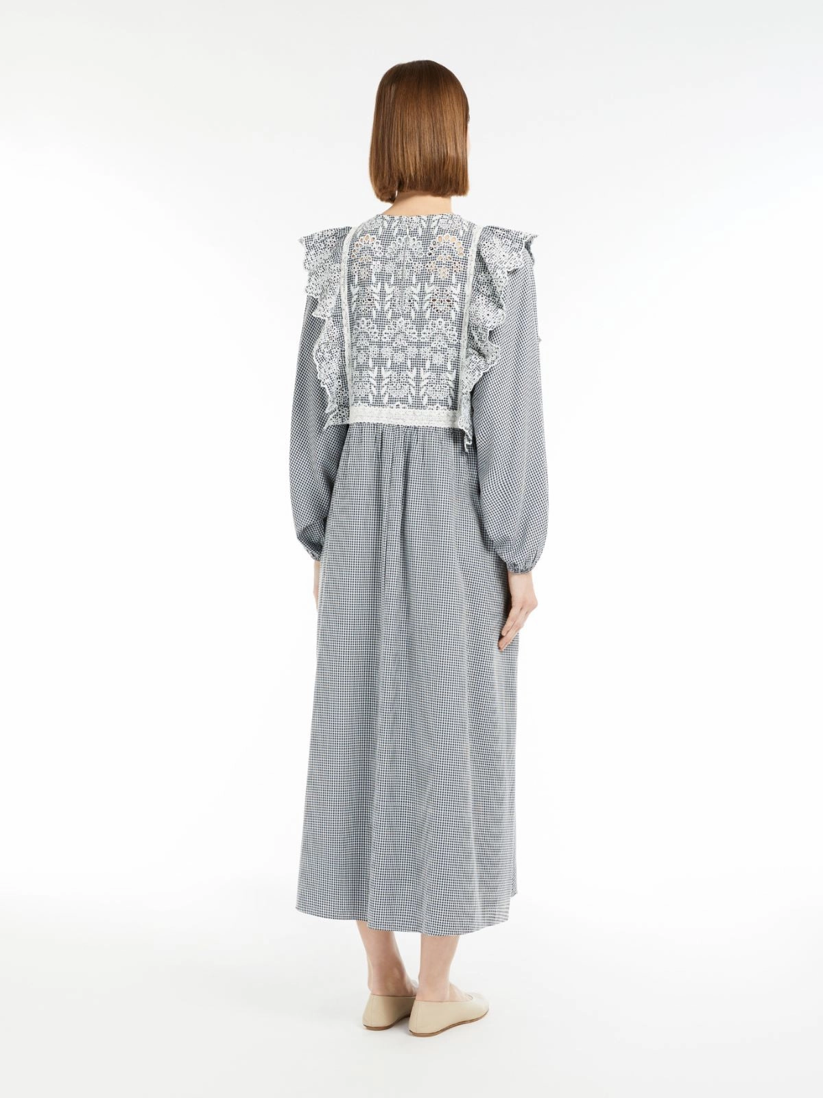 Neutral Base Scandi Clean MM Abito Dress in  Navy Vichy