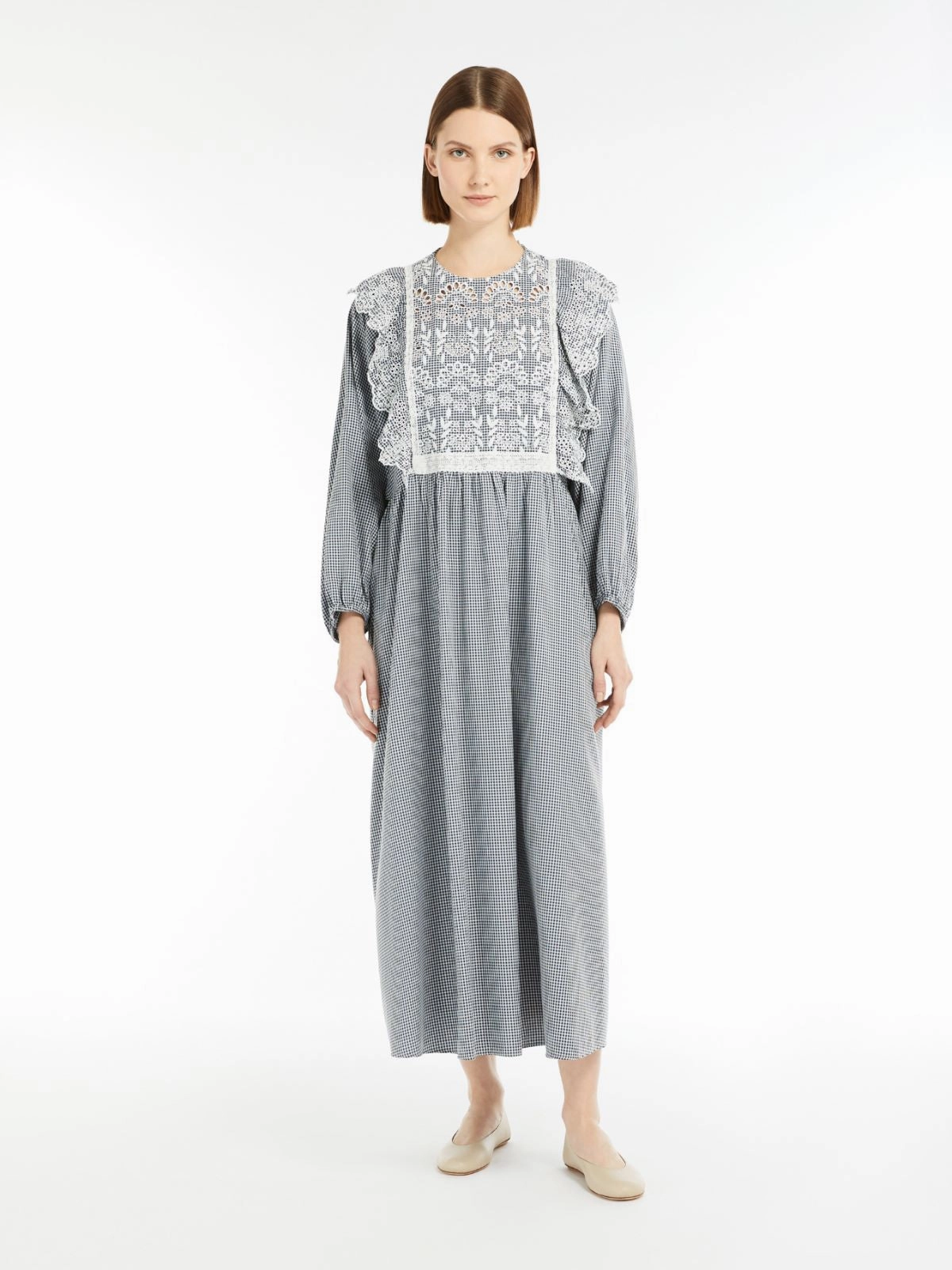 Organic-Fabric MM Abito Dress in  Navy Vichy