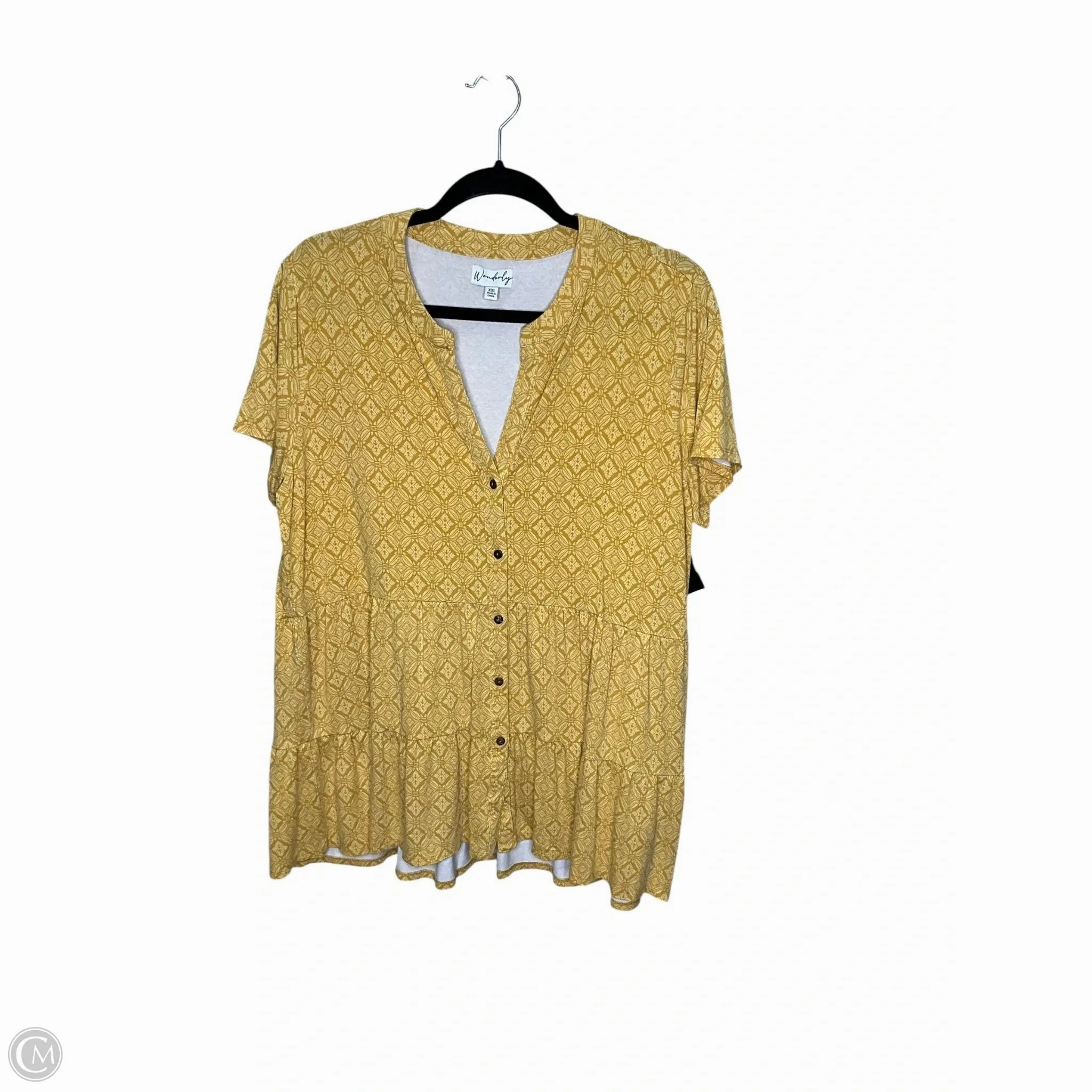 Top Short Sleeve By Wonderly In Yellow, Size: 2x Outdoor Trend Look Reinforced Shoulder Stitching
