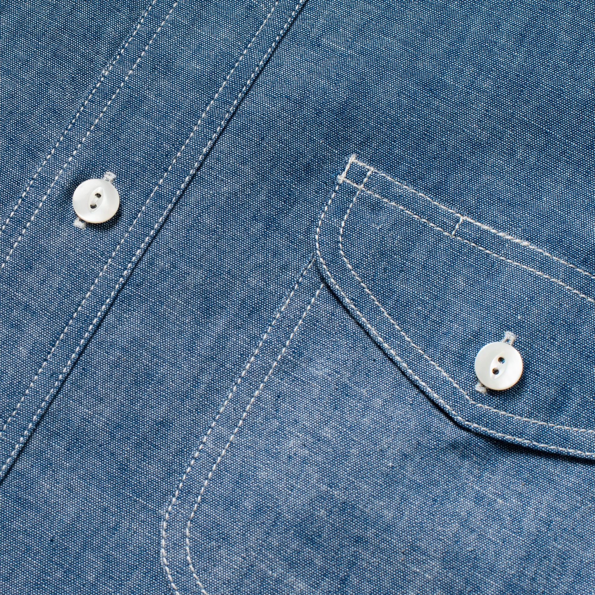 Ergonomic Sleeve Cut Winter Retreat Teardrop Work Shirt Chambray