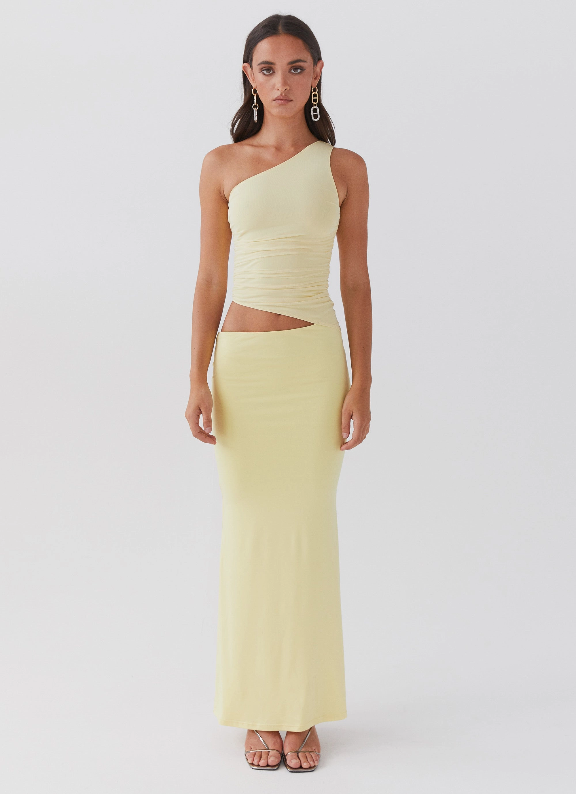 Seranella One Shoulder Maxi Dress - Lemon Fashion-forward day dress