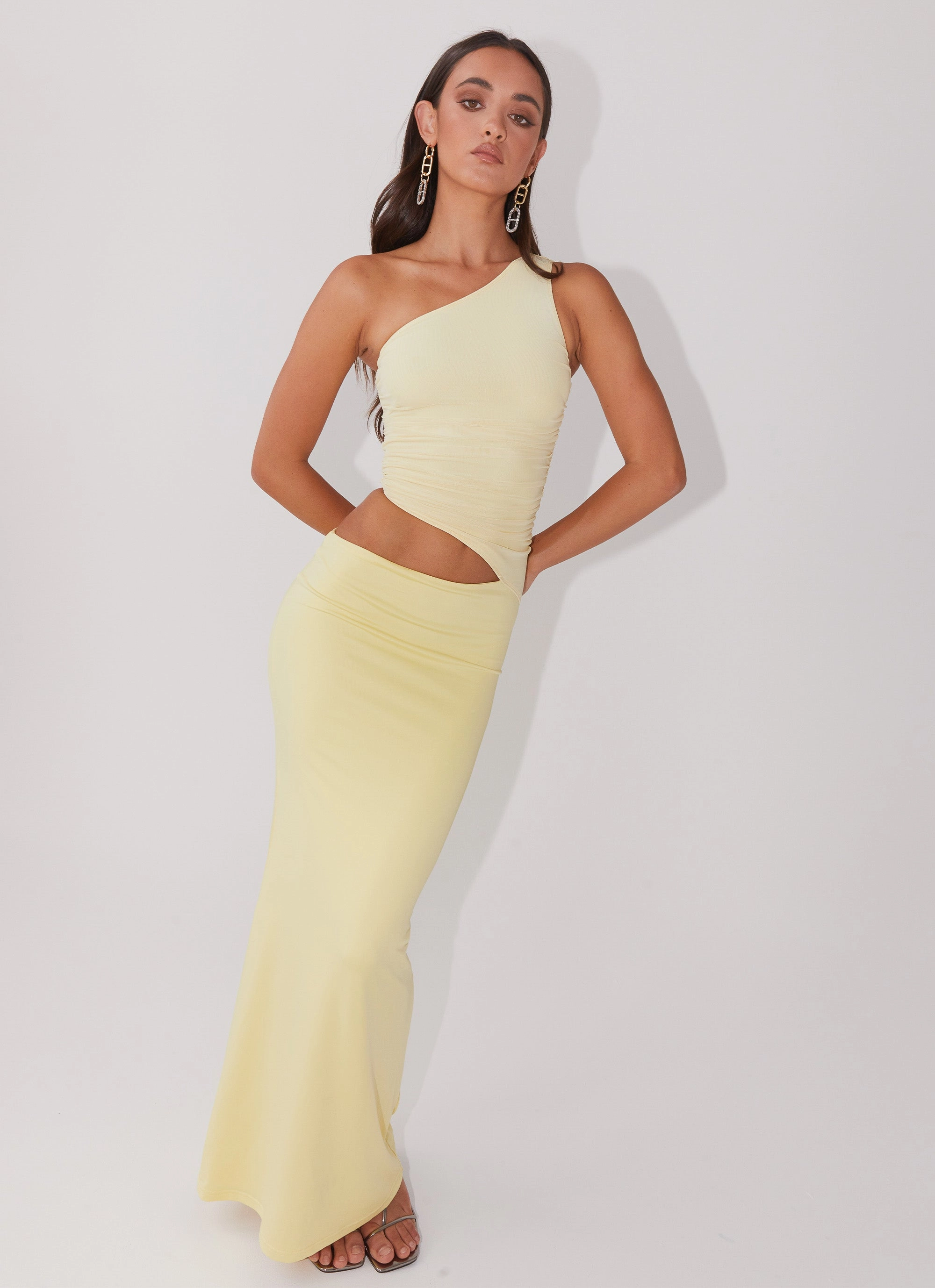 Easy Vibe Perfect Cut Seranella One Shoulder Maxi Dress - Lemon