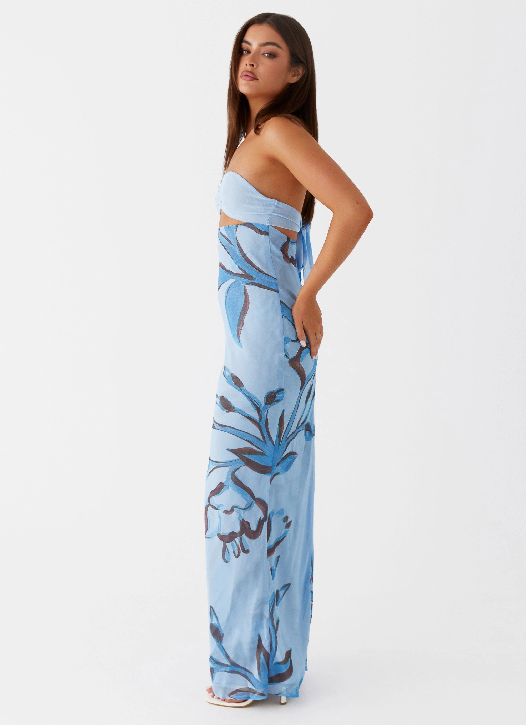 Tropicana Maxi Dress - Blue Floral garden wedding