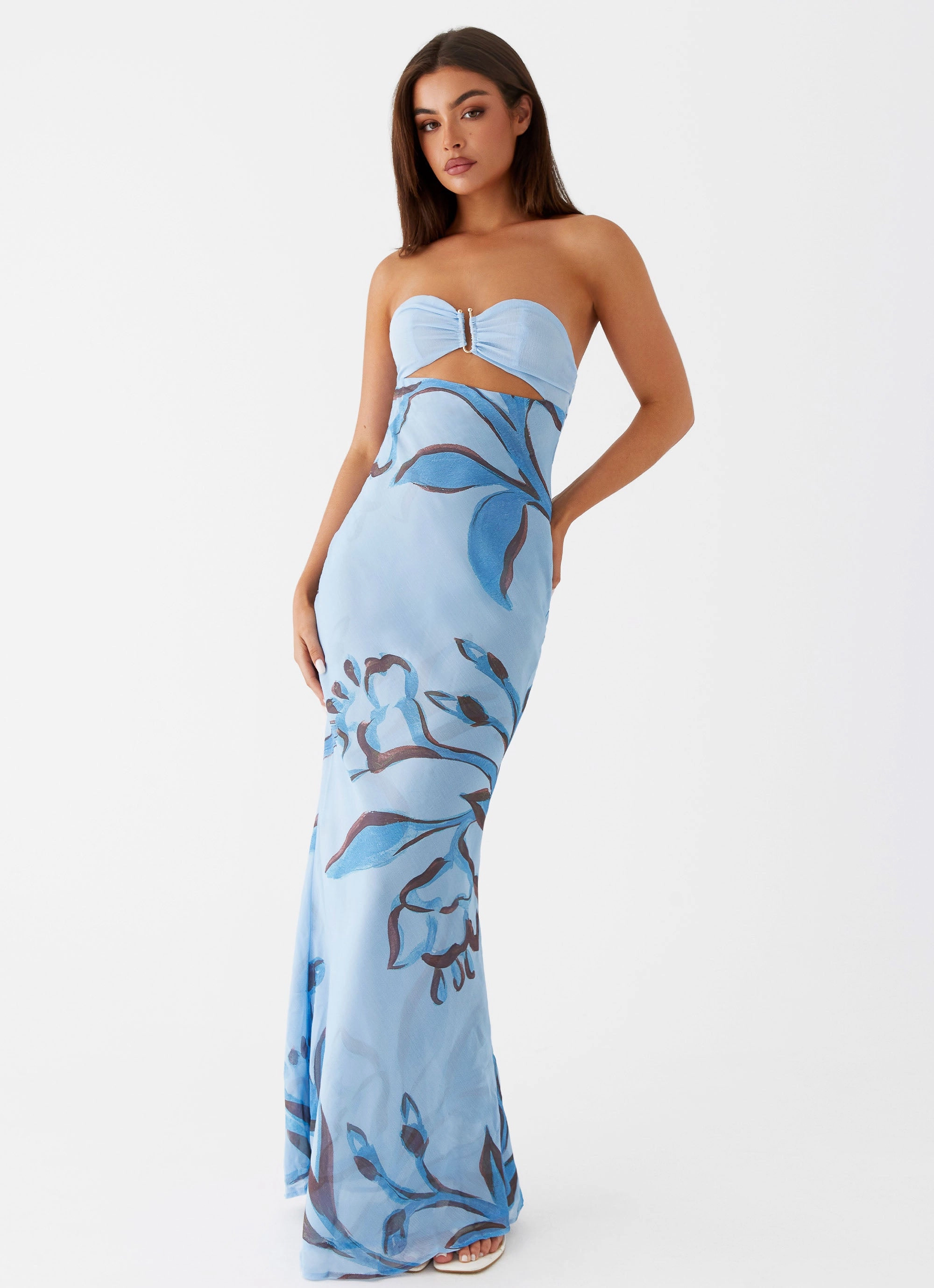 Smooth Texture Tropicana Maxi Dress - Blue Floral