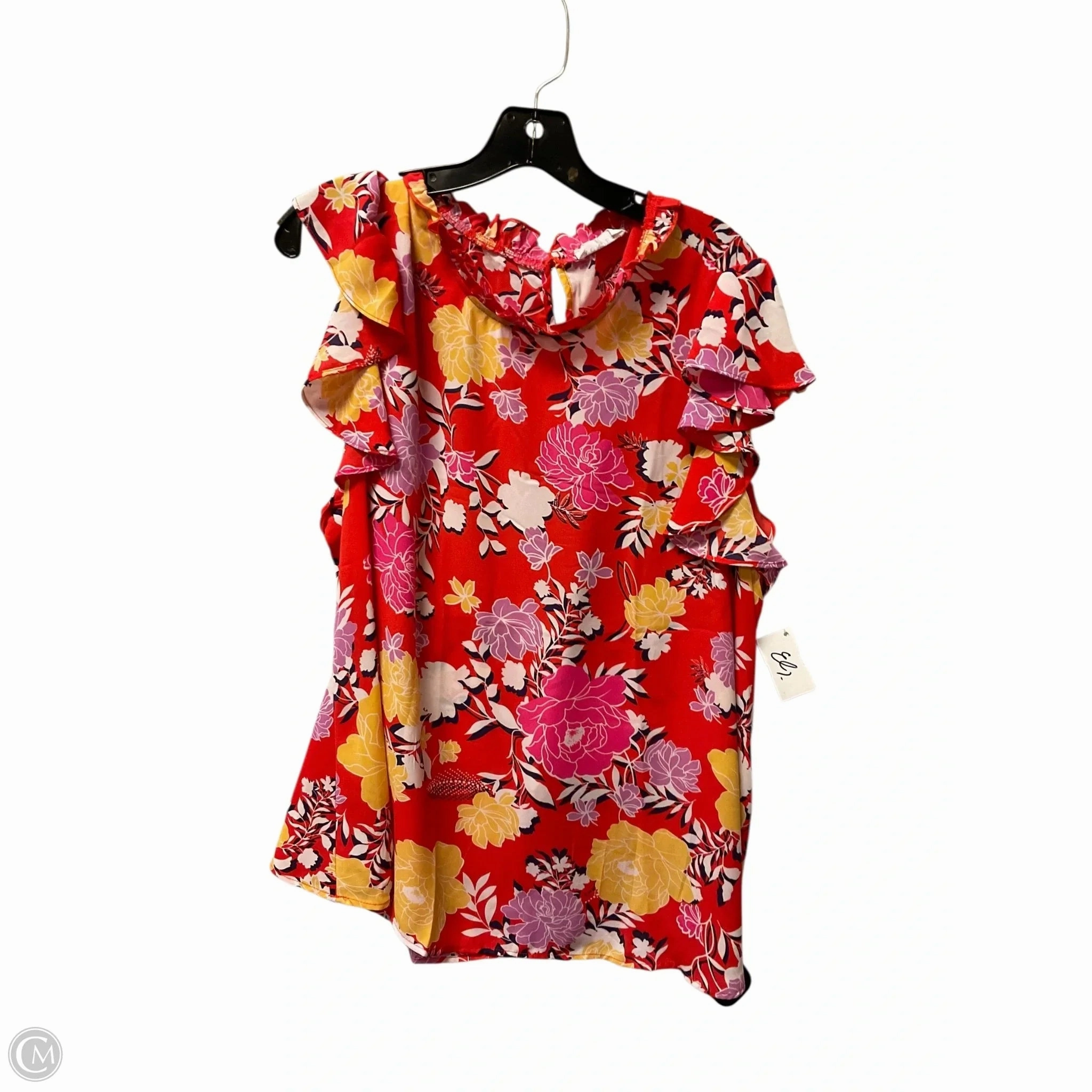 Elastic waist Top Short Sleeve By Clothes Mentor In Red, Size: 1x