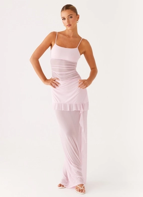 Jenni Ruffle Maxi Dress - Pink Fall Layer Trendy Vibe