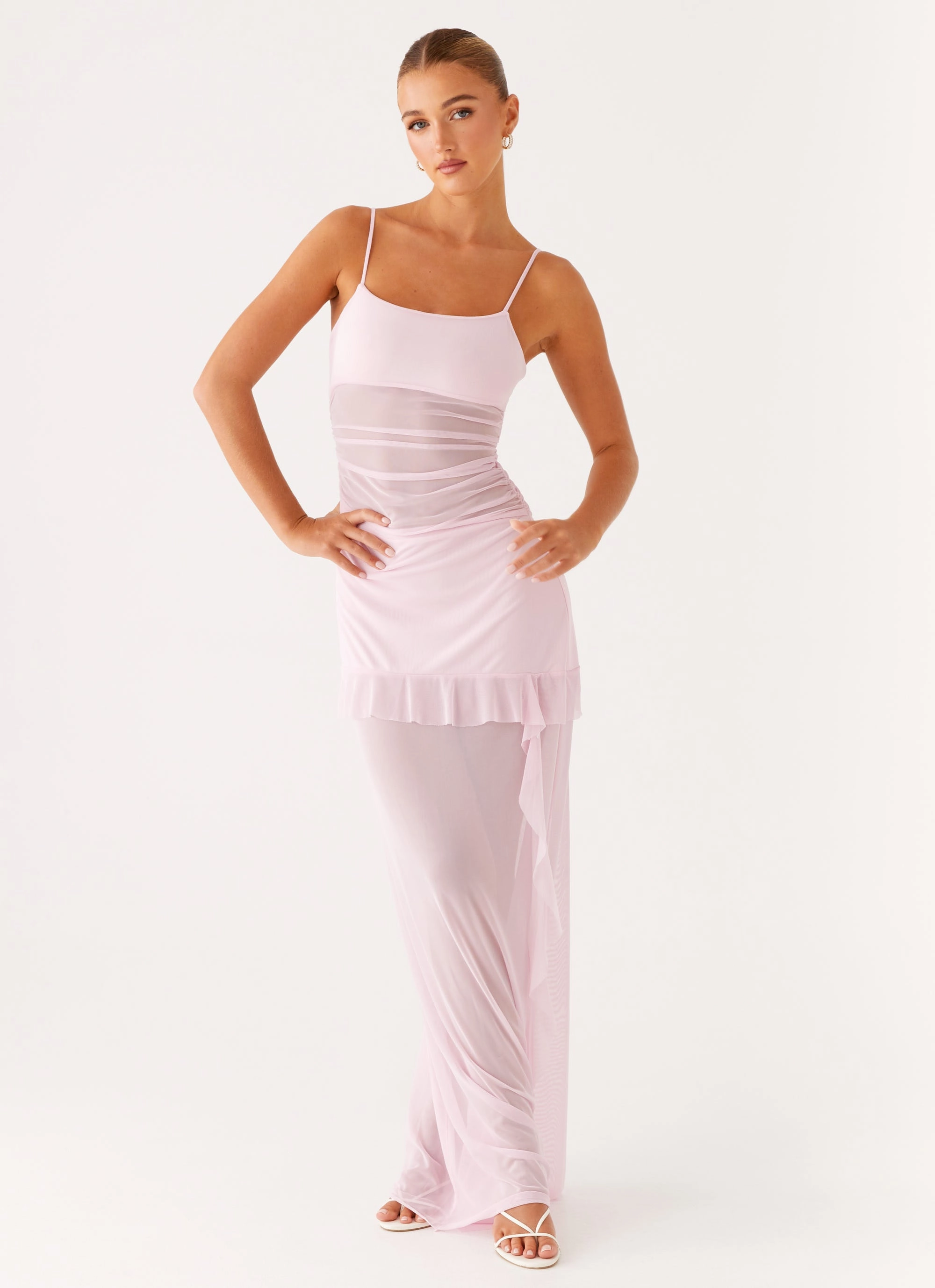 Jenni Ruffle Maxi Dress - Pink Fall Layer Trendy Vibe